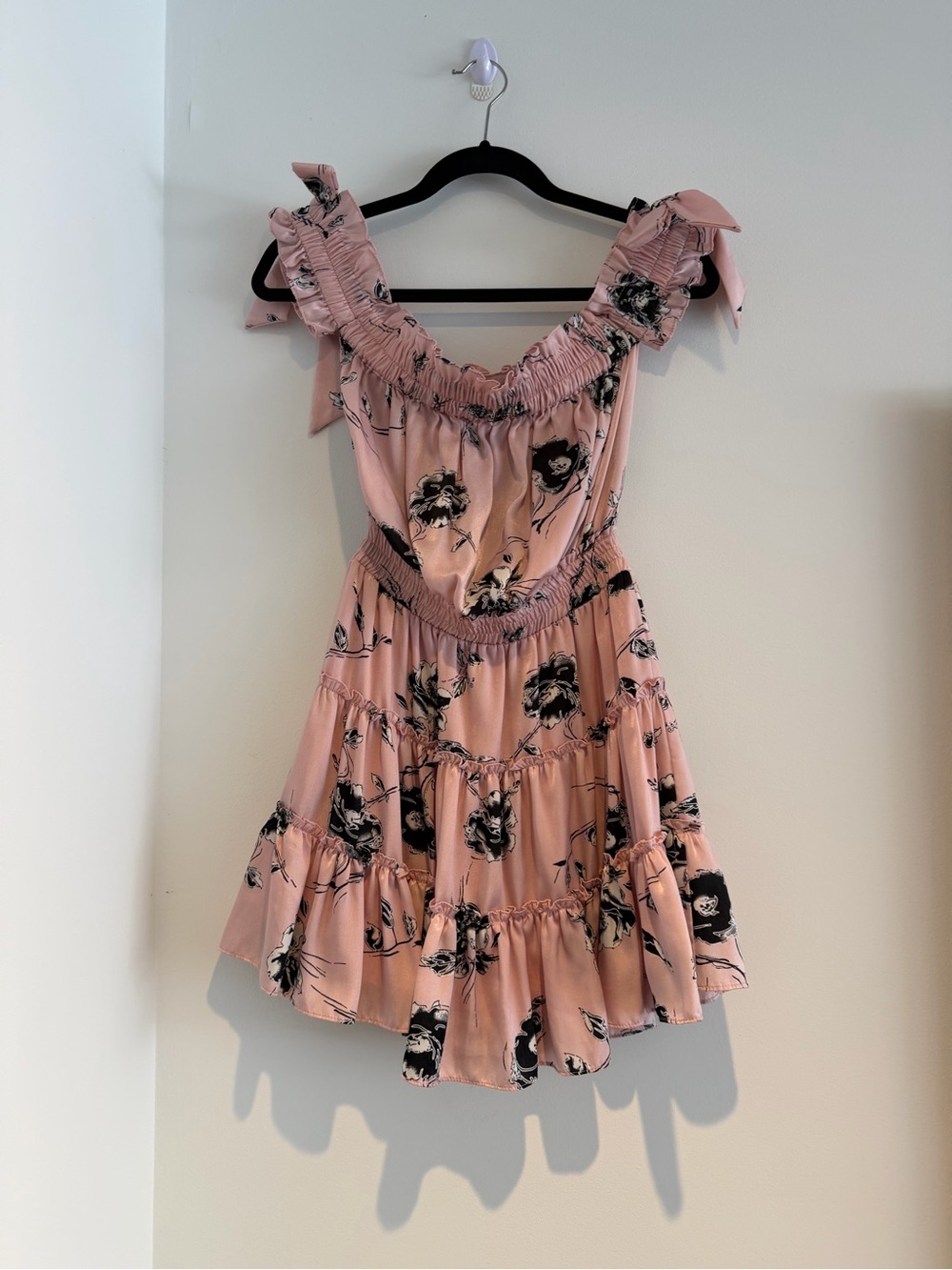 Misa Los Angeles Pink Floral Ruffled Mini Dress